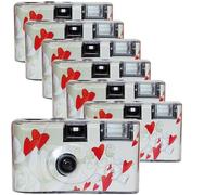 PHOTO PORST TopShot Flying Hearts - Cámaras desechables (7 unidades, 7 unidades, 27 fotos, flash, 7 unidades), diseño de corazones voladores