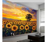 Photo Wallpaper 3D Effect Non-Woven Wallpaper with Odour Freedom Plants Leaves Luxury 350 x 256 cm for Living Room Bedroom Children's Room Hallway Modern Non-Woven Wallpaper Motif Wallpaper Black Gold