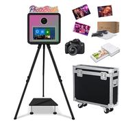 PhotoBooth - Luz RGB con pantalla táctil de 15.6 pulgadas, máquina de fotomatón digital portátil, mini PC integrada para bodas, fiestas, eventos, alquiler (negro, máquin cámar impresora)