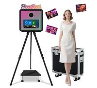 PhotoBooth'' Luz RGB con visualización táctil de 15.6 pulgadas Selfie DSLR Photobooth Machine, máquina portátil de cabina de fotos Mini PC integrada para alquiler de eventos de fiesta de boda (negro