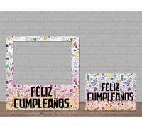 Photocall Feliz Cumpleaños Eventos o Celebraciones puntuales | Medidas 100x100cm | Ventanas Troqueladas | Photocall Divertido | Atrezzos