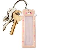 Photocard Holder Keychain - 4 Slot Cartoon Album Sleeve for Travel | PVC Clear Pocket Cover with Metal Keyring Clip, Portable Photo Protector for Backpack Wallet Purse