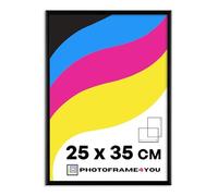 Photoframe4you - Marco 25x35 cm Aluminio con cristal acrílico - Negro | Para posters, fotos, puzzles y diplomas, perfil de aluminio fino para estilo galería y pared de fotos, modelo Tacoma