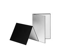 Photography paperboard,HUIOP 3 en 1 Fotografía Cartón Plegable Fotografía Reflector Difusor Borde (Negro + Blanco + Plata) para Productos Still Life, Comida Foto, Formato A3