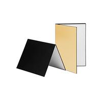 Photography paperboard,HUIOP 3 en 1 Fotografía Cartón Plegable Fotografía Reflector Difusor Borde (Negro + Blanco + Dorado) para Productos Still Life, Toma fotográfica de alimentos, formato A3