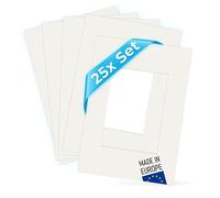 PHOTOLINI 25 Unidades de Papel paspartú en Color Blanco 15x20 cm (10x15 cm)