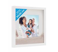 PHOTOLINI 3D Marco de Fotos 30x30 cm para Rellenar, Blanco, Marco con Profundidad para Objetos de hasta 1,5 cm, Madera MDF con paspartú y Cristal - para Manualidades y como Regalo