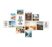 PHOTOLINI Juego de 12 marcos madera MDF natural, marcos para pósteres, cristal acrílico, para colgar, incluye accesorios - para fotos, láminas y pósteres