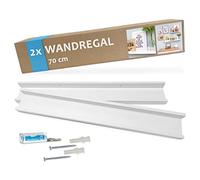 PHOTOLINI Juego de 2 estantes para Cuadros de MDF Blanco de 70 cm Incl. Material de Montaje | Tablero de galería | Tablero de estantería | Estante de Pared | Tablero para Cuadros