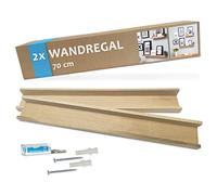 PHOTOLINI Juego de 2 estantes para Cuadros de Roble Macizo de 70 cm Incl. Material de Montaje | Tablero de galería | Tablero de Estante | Estante de Pared | Tablero para Cuadros