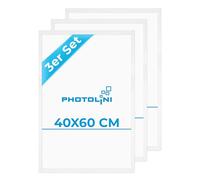 PHOTOLINI Marcos 40x60 cm blanco madera MDF, set de 3 marcos para pósteres, cristal acrílico, para colgar, incluye accesorios - para fotos, láminas y pósteres