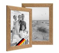 PHOTOLINI Marcos de madera 20x30 cm aspecto roble, 2 marcos de fotos de madera auténtica rústica, con cristal, para colgar, accesorios adicionales - aspecto natural de madera flotante