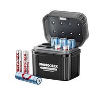 PHOTOOLEX Baterías recargables 4 AA y 4 AAA de litio con cargador híbrido, 1,5 V triple A y doble A, baterías de iones de litio duraderas con cargador híbrido de NiMH/litio y caja de almacenamiento