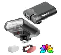 PHOTOOLEX Mini flash de cámara Speedlite, flash manual GN16 S1/S2, control óptico, compatible con Canon, Sony, Nikon, Pentax, Panasonic, Olympus