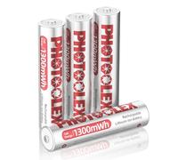 PHOTOOLEX Pilas AAA de 1300 mWh, 4 unidades, pilas de litio recargables AAA, voltaje de salida constante de 1,5 V, batería de iones de litio triple A, más de 1600 ciclos AAA