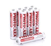 PHOTOOLEX Pilas Recargables AAA (Paquete de 8), Pila AAA 1300 mWh Li-Ion de 1,5 V Alta Potencia de Salida, batería de Litio Triple A, más de 1600 ciclos Larga duración (sin Cargador)