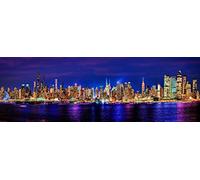 PHOTOSBYJON Impresión fotográfica panorámica de Nueva York, Manhattan, Midtown, sin marco, color nocturno, 29,8 x 91,4 cm