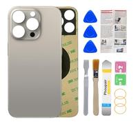 Phoupair Repuesto de cristal trasero OEM para iPhone 15 Pro de 6.1 pulgadas con kit de herramientas de reparación profesional e instrucciones de instalación (titanio natural)