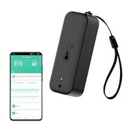 PHOVOLT Sensor de termómetro higrómetro WiFi, sensor inalámbrico de temperatura y humedad para interior y exterior con notificación remota de aplicación para invernadero y hogar, color negro, 1