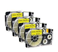PHOVYAFI 4pk 12 mm XR-12YW XR 12YW XR12YW Negro en Amarillo El Cartucho de Cinta de Etiqueta Funciona con Modelos de Impresora EZ Label KL-60-L KL-120L KL-100