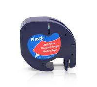 PHOVYAFI 91200 Cinta Compatible de 12 mm de 12 mm en Blanco para la Impresora de Etiqueta LT100H 91203 Máquina de etiquetado(Black on Red)