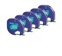 PHOVYAFI Cinta de Etiqueta de Papel de plástico Multicolor de 12 mm 5pk 4M Compatible con Etiqueta Fabricante LT100H LT-100T Fits 91200 91201 Modelo(Plastic Green)