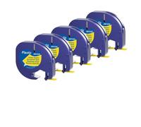 PHOVYAFI Cinta de Etiqueta de Papel de plástico Multicolor de 12 mm 5pk 4M Compatible con Etiqueta Fabricante LT100H LT-100T Fits 91200 91201 Modelo(Plastic Yellow)