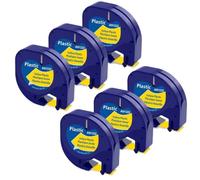 PHOVYAFI La Cinta de Etiqueta de 6 Paquetes de 12 mm Compatible con la Cinta 200B XR Funciona con LT-100H LT-100T más máquinas de etiquetado XR XR XM(Plastic Yellow)