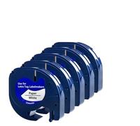 PHOVYAFI Recambios de Cinta de Papel de 12 mm x 4 m, Negro sobre Blanco, compatibles con rotuladoras LT-100T LT-100H QX50 91330 91200 91220(5 PCS)