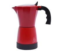 PHOYUXM Cafetera Moka Pot, 480 W, 300 ml, cafetera eléctrica con base, para 6 tazas de espresso, boquilla antigoteo extraíble para 1-6 personas (rojo)