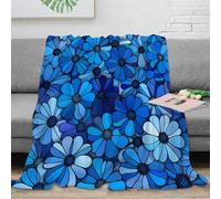 PHQAZWSXE Estampado 3D BlueFlowerPattern Manta de Cama Microfibra Ropa de Cama no desprende Pelusa StainedGlassStyle Manta de habitación cálida para jóvenes Solteros 50x60inch(127x152cm)