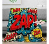 PHQAZWSXE Estampado 3D Comic Sound Effects Manta de Siesta Microfibra Ropa de Cama Suave y cálida Vintage Dibujo Manta de Descanso Transpirable Lavable para Amantes del Confort 60x80inch(150x200cm)