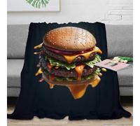 PHQAZWSXE Estampado 3D Double Burger Manta para Todas Las Estaciones Microfibra Ropa de Cama Suave Fast Food Plaid versátil cálido y Esponjoso Anti-Bolitas para Cada estación 40x50inch(100x130cm)