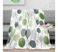 PHQAZWSXE Estampado 3D Eucalyptus Leaves Manta de Oficina Microfibra Ropa de Cama compacta Botanical Green Pat Manta de Siesta Suave y cálida Lavable para pausas 80×90inch(200x230cm)