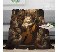 PHQAZWSXE Estampado 3D Gato Orchestra Manta de Cama Microfibra Ropa de Cama esponjosa y cálida Classical Music Ensemble Manta de sofá Lavable para Regalos de Bienvenida a casa 80×90inch(200x230cm)