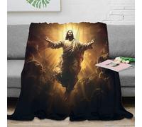 PHQAZWSXE Estampado 3D Jesus Ascension Manta de sofá Microfibra Ropa de Cama esponjosa y cálida Religious Spiritual Arte Manta de salón Transpirable Anti-Bolitas para salón 70×80inch(180x200cm)