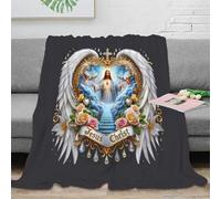 PHQAZWSXE Estampado 3D Jesus Christ Manta de Cama Microfibra Ropa de Cama Anti-Bolitas Religious Icon 1 Manta de Cama cálida para jóvenes Solteros en monoambiente 70×80inch(180x200cm)