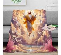 PHQAZWSXE Estampado 3D Jesus Christ Manta de Viaje Microfibra Ropa de Cama compacta Heavenly Divine Manta de Viaje Suave para jóvenes en Vacaciones 50x60inch(127x152cm)