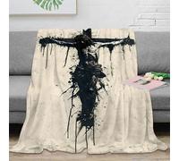 PHQAZWSXE Estampado 3D Jesus Crucifixion Manta de Viaje Microfibra Ropa de Cama Suave Religious Arte Manta de Descanso Anti-Bolitas para jóvenes en Viaje de Trabajo 50x60inch(127x152cm)