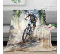 PHQAZWSXE Estampado 3D MountainBikeRider frazada Microfibra Ropa de Cama Suave y cálida ActionWatercolorStyle Plaid versátil Anti-Bolitas para Regalos de Cualquier ocasión 40x50inch(100x130cm)