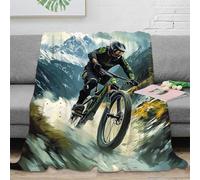 PHQAZWSXE Estampado 3D MountainBikeRider Manta de Cama Microfibra Ropa de Cama Lavable AdventureActionStyle Plaid de Cama Suave y cálido Anti-Bolitas para Uso Nocturno 60x80inch(150x200cm)