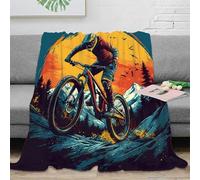 PHQAZWSXE Estampado 3D MountainBikeRider Manta Microfibra Ropa de Cama Lavable y Suave AdventureIlustracio Manta de Viaje Ligera para Regalos para excursiones y Vacaciones 60x80inch(150x200cm)