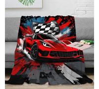 PHQAZWSXE Estampado 3D RedSportsCar Manta de Siesta Microfibra Ropa de Cama Suave RacingIlustracionStyle Plaid de Oficina Anti-Bolitas para recién licenciados en Trabajo 50x60inch(127x152cm)