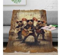 PHQAZWSXE Estampado 3D Rock Mice Band Manta para Todas Las Estaciones Ropa de Cama Suave Vintage Street Perform Plaid versátil cálido y Esponjoso Anti-Bolitas para Cada estación 70×80inch(180x200cm)