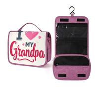Phrase I Love My Grandpa - Neceser de viaje para mujer, organizador de maquillaje colgante con gancho para champú