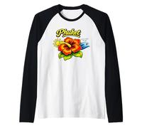 Phuket Tailandia Tropical Beach Flower Design Camiseta Manga Raglan