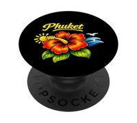 Phuket Tailandia Tropical Beach Flower Design PopSockets PopGrip Adhesivo