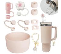 PHULWEL Paquete de 10 accesorios de taza, se aplican a botellas Stanley Quencher Adventure de 30 oz, 40 oz y IceFlow de 20 oz y 30 oz (cuarzo rosa).