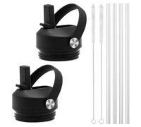 PHULWEL Tapa de popote para Hydro Flask de boca ancha, tapa con popotes que se adapta a Hydroflask de boca ancha, tapas deportivas, accesorios para botellas de agua, tapa de repuesto (negro)