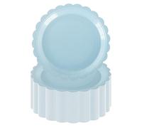 PHUNAT 50 platos de papel azul bebé de 18 cm, vajilla de fiesta resistente para cumpleaños, baby shower, decoraciones de fiesta temática azul